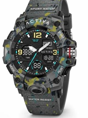 Activa X Invicta Digital Men's Watch - 49mm. Camouflage. Grey (ACW8008-002) new